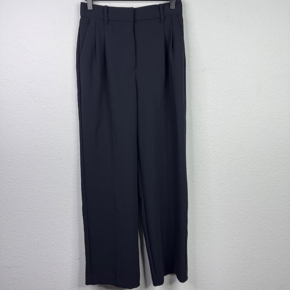 Wilfred Effortless Pant Womens 2‎ Black Pleated Wide Leg Career Dark Academia